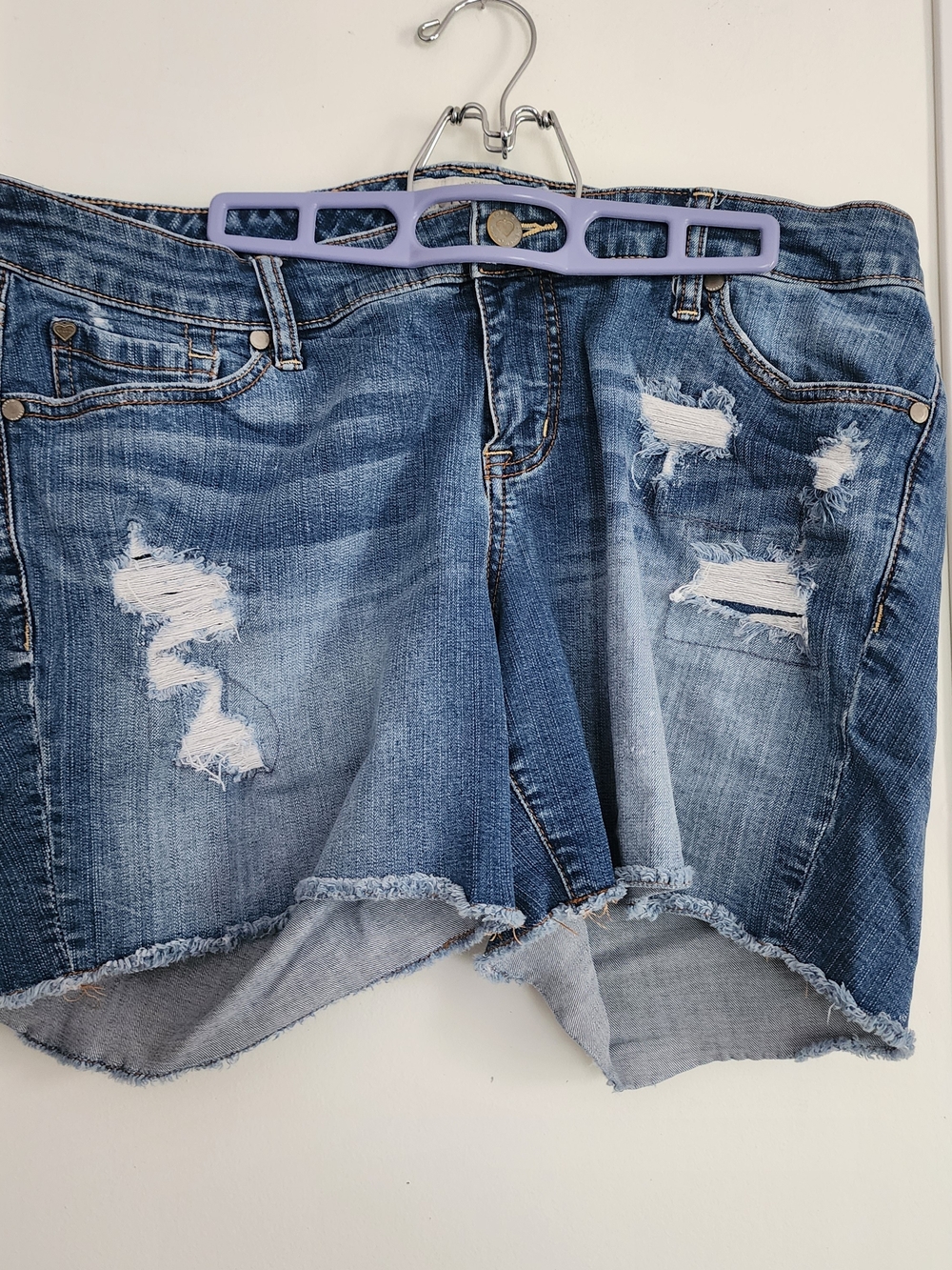 torrid Medium Blue Distressed Denim Jean Shorts